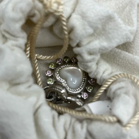 Vintage Judith Ripka Sterling Silver Heart Enhancer Pendant with Mother of Pearl